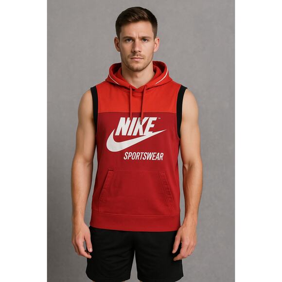 Nike Sportswear Sleeveless Hoodie Red Black White XS Pullover 2017 Style - Picture 1 of 10